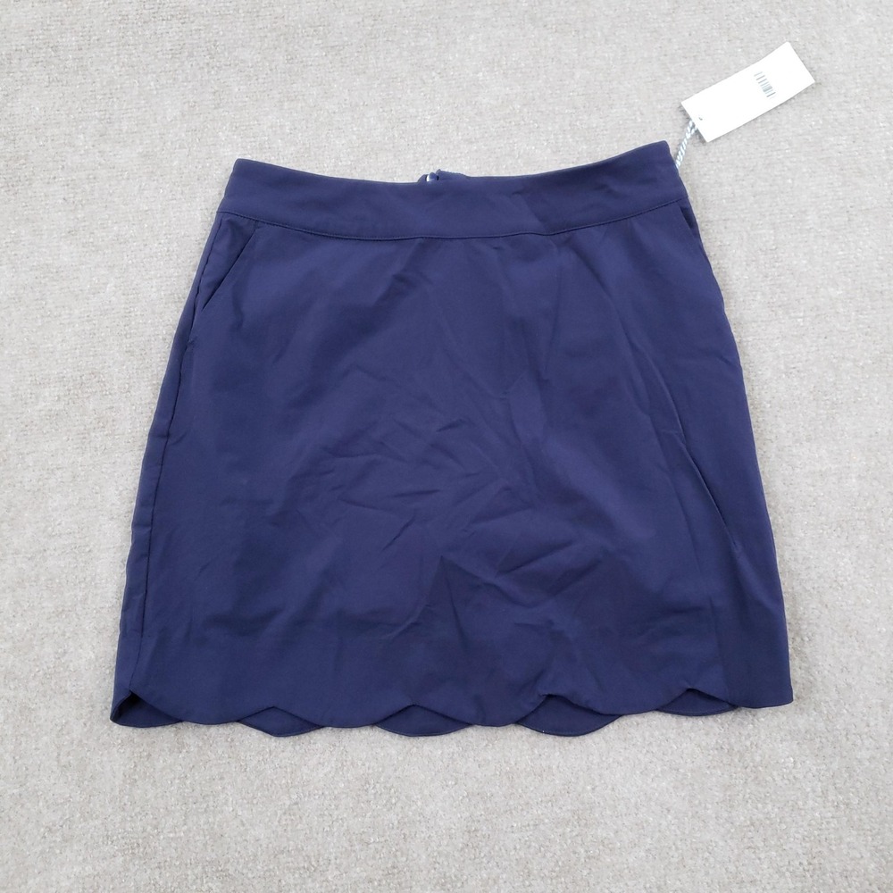 Renwick Scallop Hem Skort Womens 0 Navy Golf Pickleball Tennis Stretch Skirt